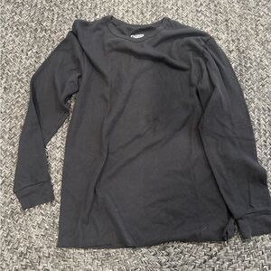 Black Long Sleeve Waffle Shirt